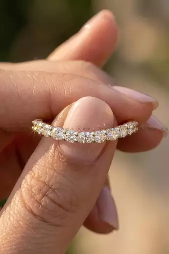 Elegant Gold Plated Half Eternity Round Band Ring for Women