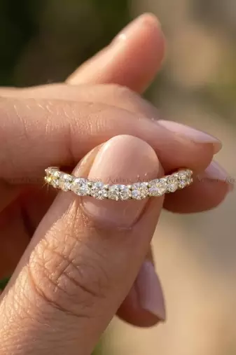 Elegant Gold Plated Half Eternity Round Band Ring for Women