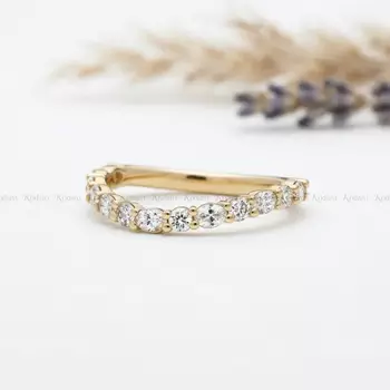 Elegant Gold Plated Half Eternity Round Band Ring for Women 3