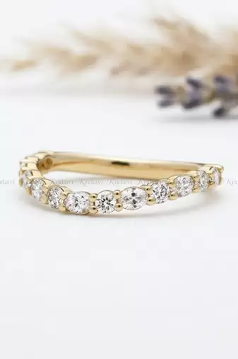 Elegant Gold Plated Half Eternity Round Band Ring for Women