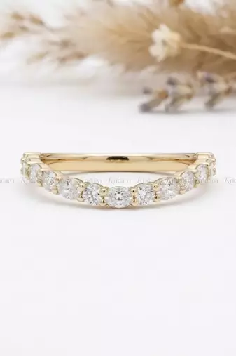 Elegant Gold Plated Half Eternity Round Band Ring for Women