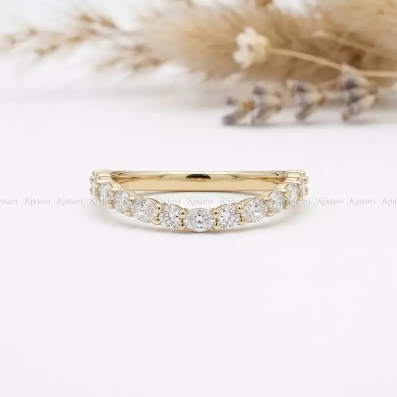 Elegant Gold Plated Half Eternity Round Band Ring for Women