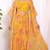 Mustard floral printed georgette crop top & draped skirt co-ord set