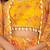 Mustard floral printed georgette crop top & draped skirt co-ord set