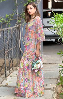 Aqua kitschy printed crop top and sharara set 2