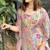 Aqua kitschy printed crop top and sharara set