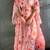 Pink tropical crop top & draped skirt co-ord set
