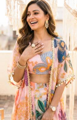 Vintage floral crop top draped skirt co-ord set 5
