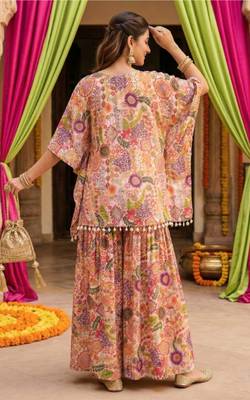 White kitschy print crop top and sharara set 3
