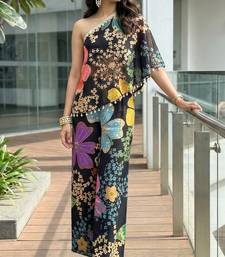 Black floral one-shoulder co-ord set
