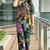 Black floral one-shoulder co-ord set