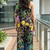 Black floral one-shoulder co-ord set
