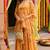 Mustard floral printed crop top sharara kaftan set