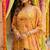 Mustard floral printed crop top sharara kaftan set