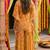 Mustard floral printed crop top sharara kaftan set