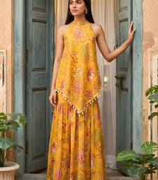Mustard floral tunic & sharara co-ord set