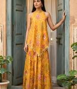 Mustard floral tunic & sharara co-ord set