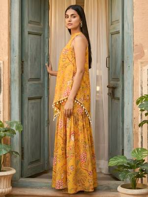 Mustard floral tunic & sharara co-ord set 2
