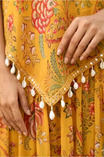 Mustard floral tunic & sharara co-ord set