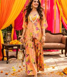 Yellow kitschy crop top sharara set