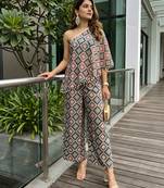 Forest green geometric one-shoulder co-ord set