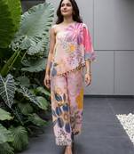 Vintage pink floral one-shoulder co-ord set