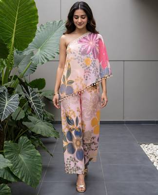 Vintage pink floral one-shoulder co-ord set 3