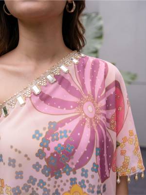 Vintage pink floral one-shoulder co-ord set 4