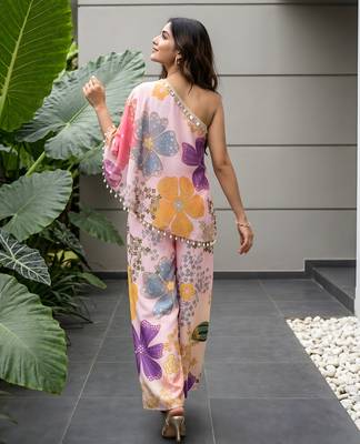 Vintage pink floral one-shoulder co-ord set 5