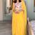 Yellow embroidered crop-top & draped skirt co-ord set