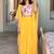 Yellow embroidered crop-top & draped skirt co-ord set