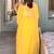 Yellow embroidered crop-top & draped skirt co-ord set