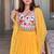 Yellow embroidered crop-top & draped skirt co-ord set