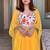 Yellow embroidered crop-top & draped skirt co-ord set