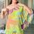 Parrot green floral one-shoulder co-ord set