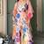 Pink floral printed crop top sharara kaftan set