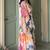 Pink floral printed crop top sharara kaftan set