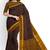 Coffee brown checked cotton blend saree with mustard border