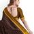 Coffee brown checked cotton blend saree with mustard border