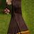 Coffee brown checked cotton blend saree with mustard border