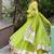 Green Tabby Organza Silk Blend Anarkali Lehenga Set with Mirror Hand Work