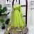 Green Tabby Organza Silk Blend Anarkali Lehenga Set with Mirror Hand Work