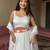 White Soft Georgette Floral Print Lehenga Choli with Sequin & Kodi Work