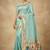 sky blue soft organza silk blend fabric with paithani style lightweight saree with blouse