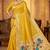 yellow soft organza silk blend fabric with paithani style lightweight saree with blouse