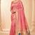 pink soft organza silk blend fabric with paithani style lightweight saree with blouse