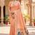 peach soft organza silk blend fabric with paithani style lightweight saree with blouse