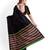 Black striped cotton blend blend saree with green magenta pallu
