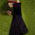 Black striped cotton blend blend saree with green magenta pallu