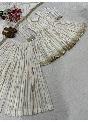 white embroidered vichitra silk full stitched sharara palazzo 4